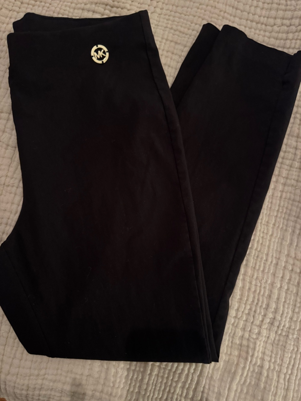Michael Kors Black Ponte Ankle Pants with Logo Detail